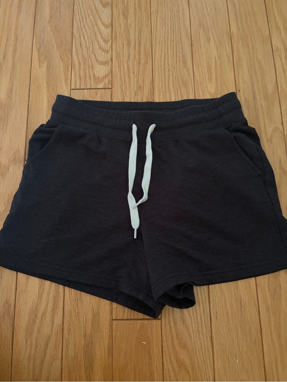 Free Fly Bamboo Sweat Shorts Charcoal Grey White Drawstring EUC XS